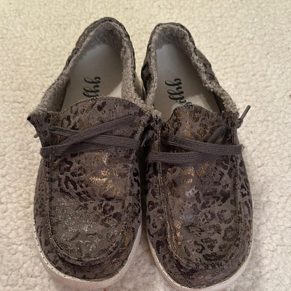 Hey Dude Women's Moccasins in Gray and Gold - Picture 1 of 9